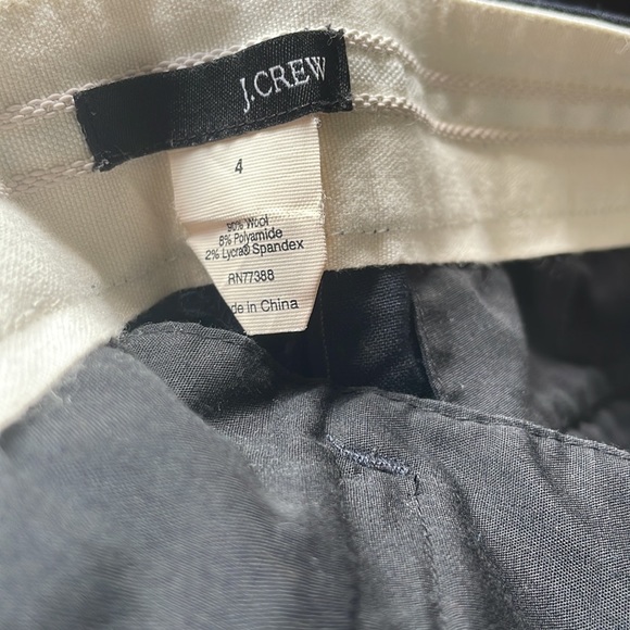 J Crew Wool Blend Navy Flare Leg White Pinstripe Trouser Pants Size 4 - Picture 8 of 8
